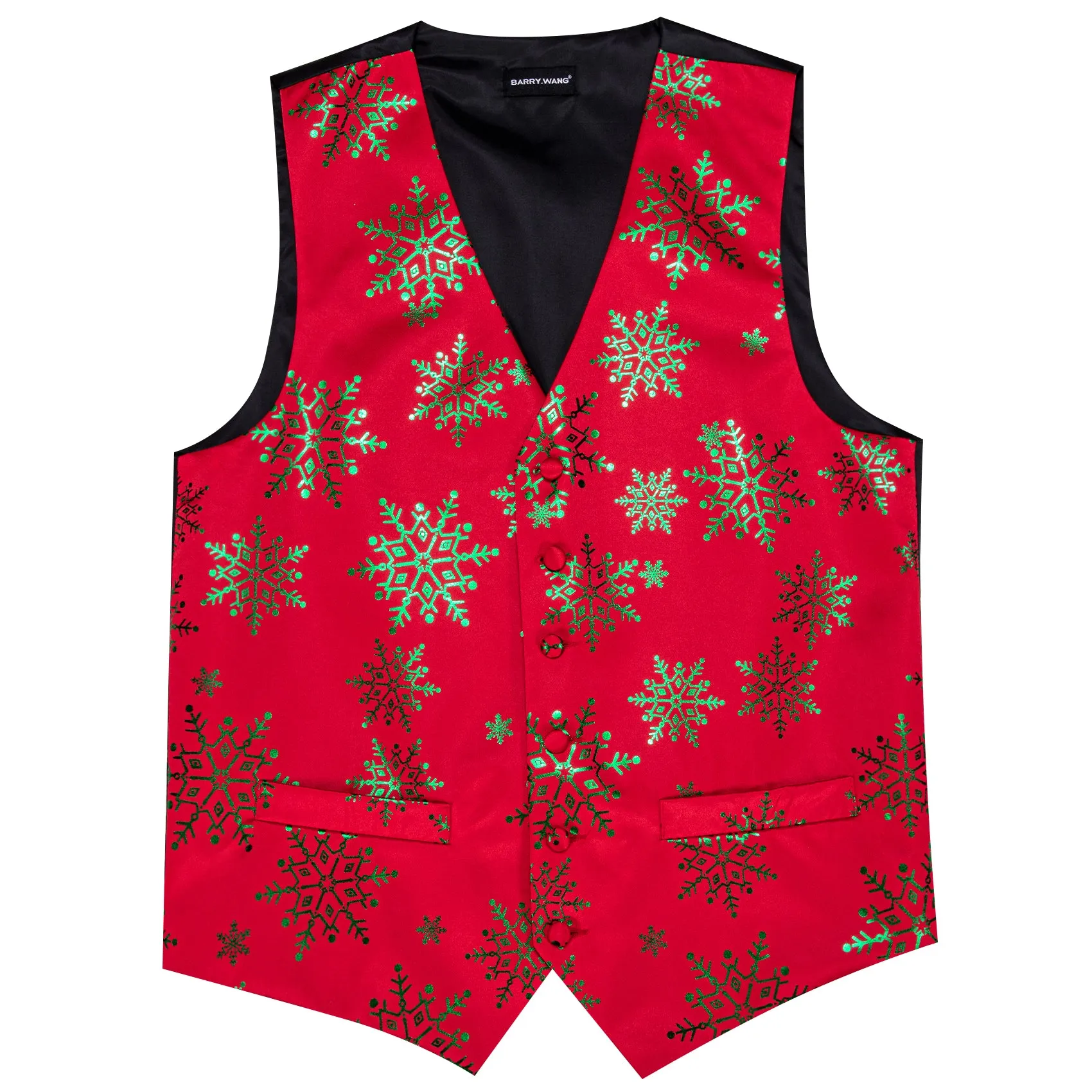 Christmas Green Red Xmas Snowflake Waistcoat Vest Tie Hanky Cufflinks Set sold by Barrywang product image thumbnail 4