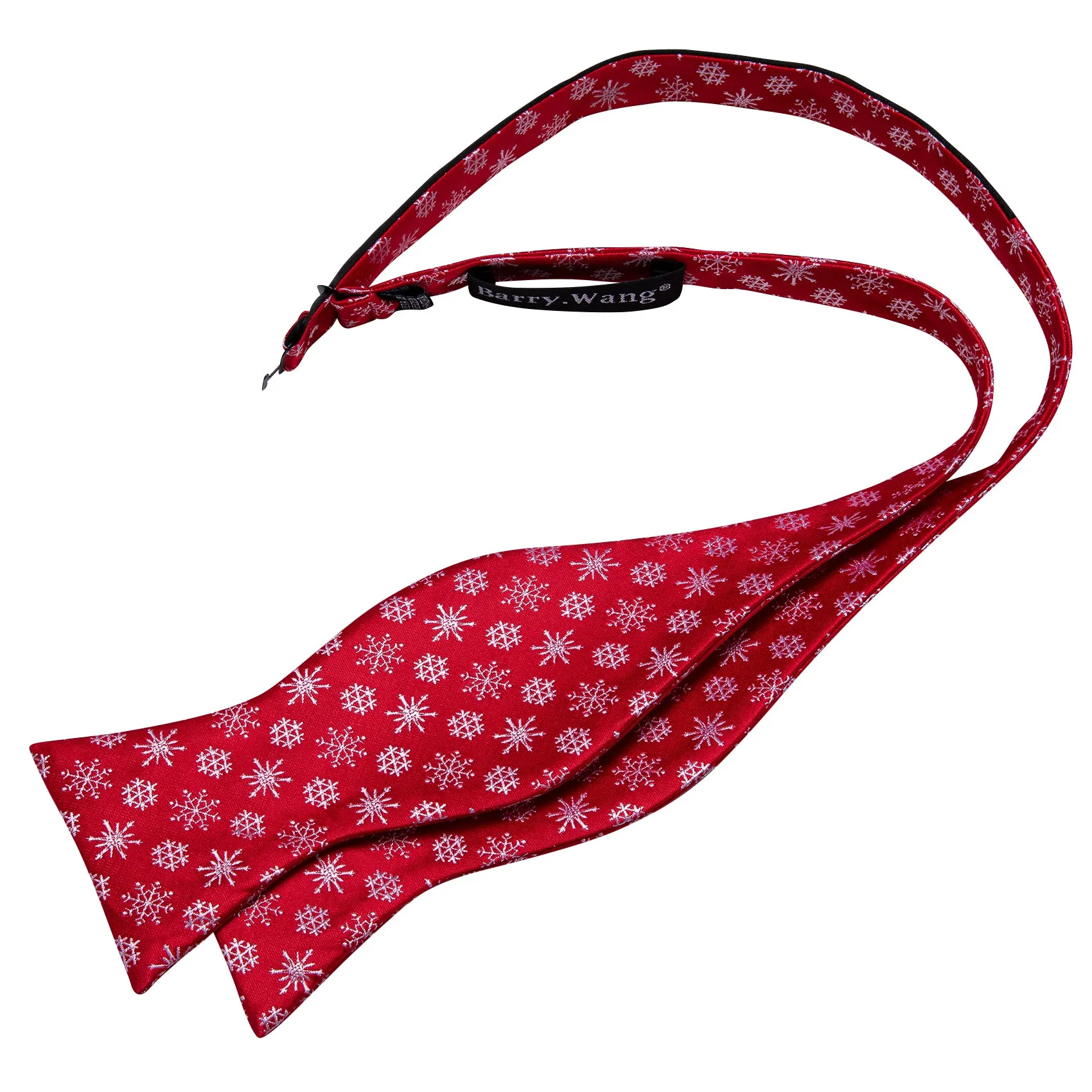 Christmas Red White Snowflake Silk Self Tie Bow Tie Hanky Cufflinks Set sold by Barrywang product image thumbnail 4