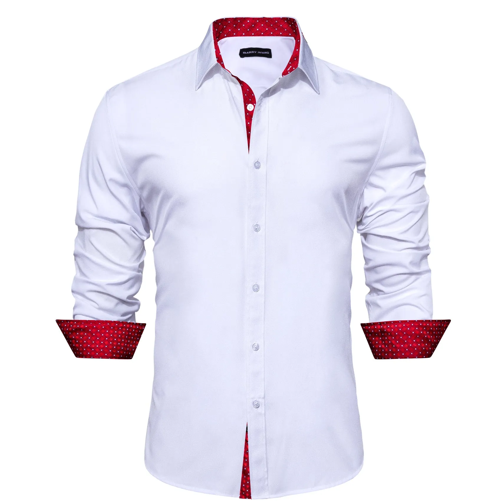 Barry. Wang Formal White Red Splicing Men's Business Shirt sold by Barrywang product image thumbnail 2