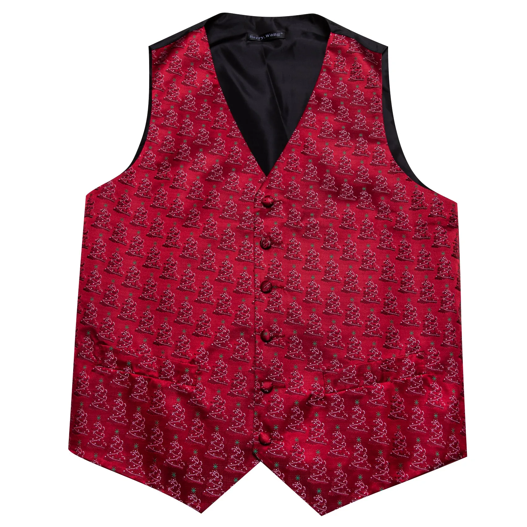 Barry. Wang Christmas Strong Red Tree Silk Tie Waistcoat Vest Hanky Cufflinks Set sold by Barrywang product image thumbnail 4