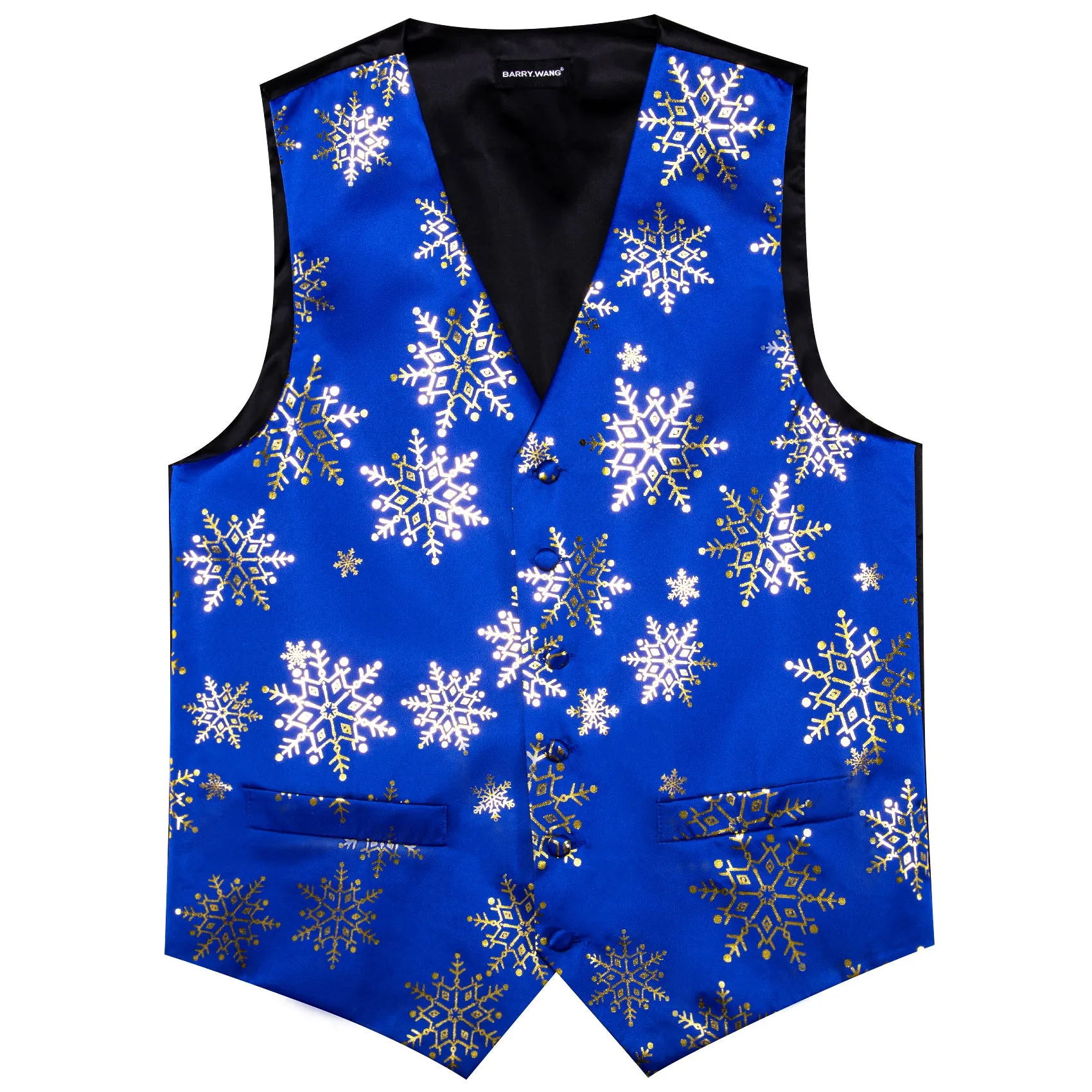 Christmas Blue Gold Xmas Snowflake Waistcoat Vest Tie Hanky Cufflinks Set sold by Barrywang product image thumbnail 4
