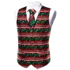 Barry.wang Men's Vest Red Green Christmas Element Silk Tie Vest Set sold by Barrywang