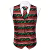 Barry.wang Men's Vest Red Green Christmas Element Silk Tie Vest Set sold by Barrywang