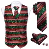 Barry.wang Men's Vest Red Green Christmas Element Silk Tie Vest Set sold by Barrywang