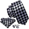 Awesome Black Plaid Tie Pocket Square Cufflinks Set sold by Barrywang