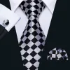 Awesome Black Plaid Tie Pocket Square Cufflinks Set sold by Barrywang