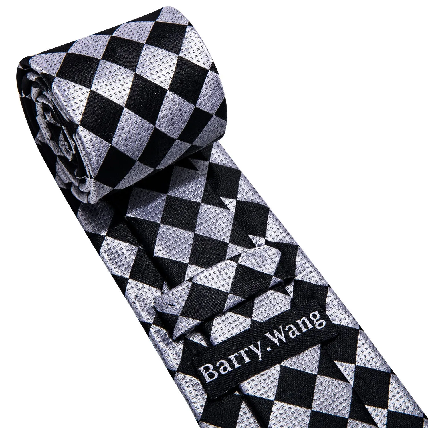 Barry. Wang Awesome Black Plaid Tie Pocket Square Cufflinks Set sold by Barrywang product image thumbnail 5