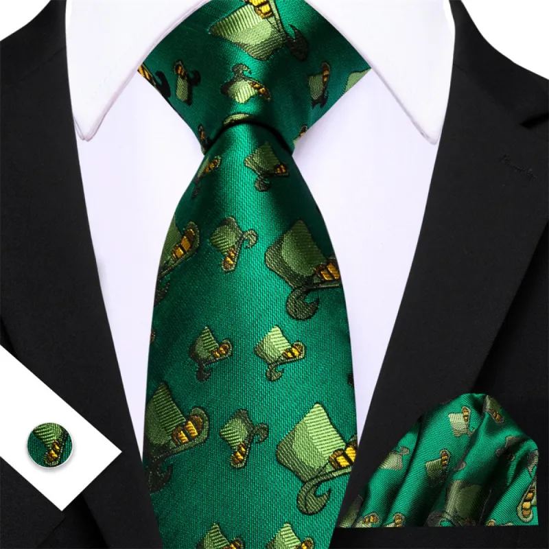 Barry. Wang Green Hat Holiday Designer Necktie Hanky Cufflinks Set sold by Barrywang
