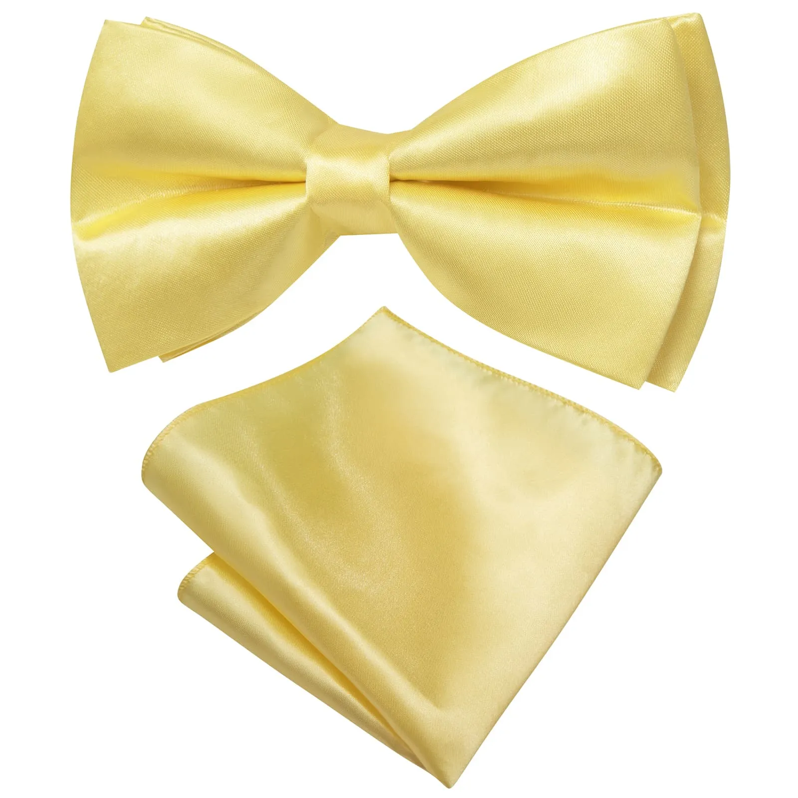 Barry. Wang Silk Bowtie Flavescent Yellow Solid Mens Pre-tied Bow Tie Set sold by Barrywang product image thumbnail 4
