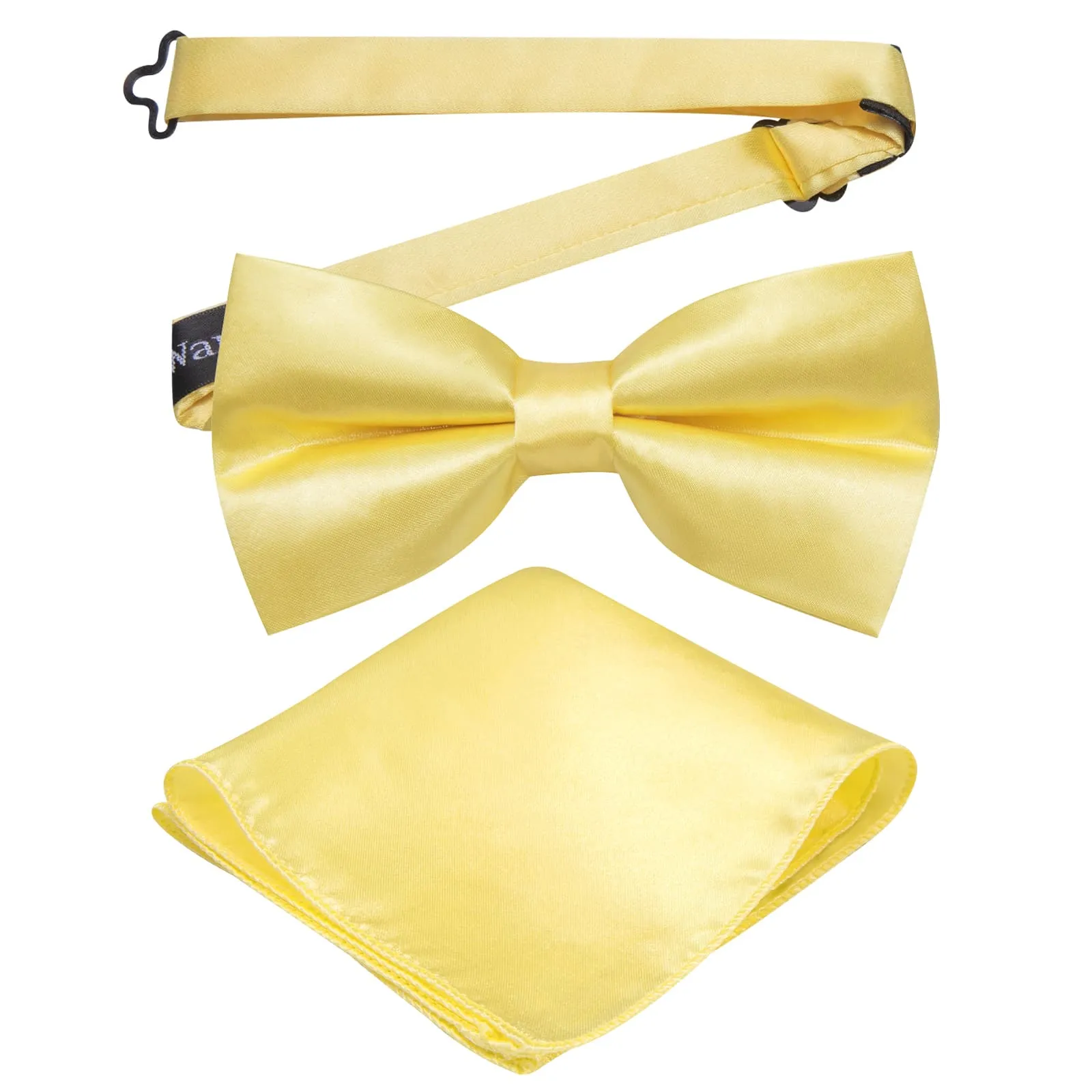 Barry. Wang Silk Bowtie Flavescent Yellow Solid Mens Pre-tied Bow Tie Set sold by Barrywang product image thumbnail 5