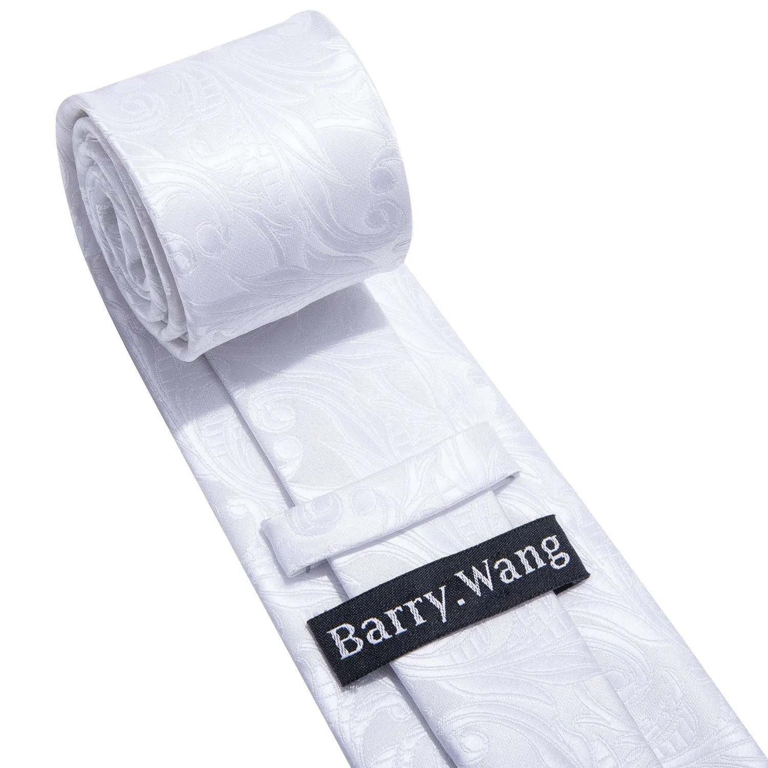 Barry. Wang Silver White Floral Tie Pocket Square Cufflinks Set sold by Barrywang product image thumbnail 4