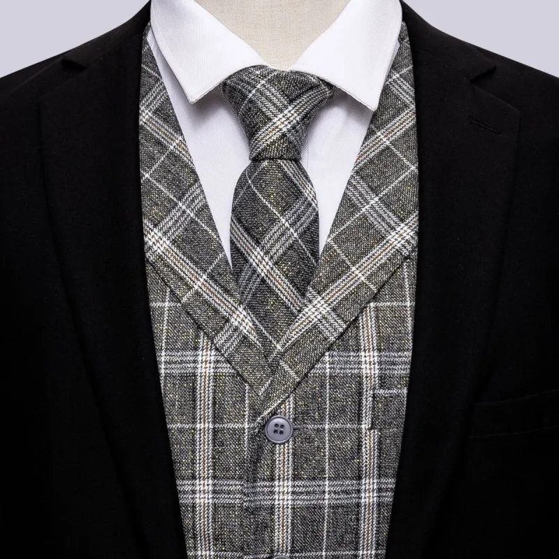 Luxury Men's Novelty Grey White Silk Vest sold by Barrywang