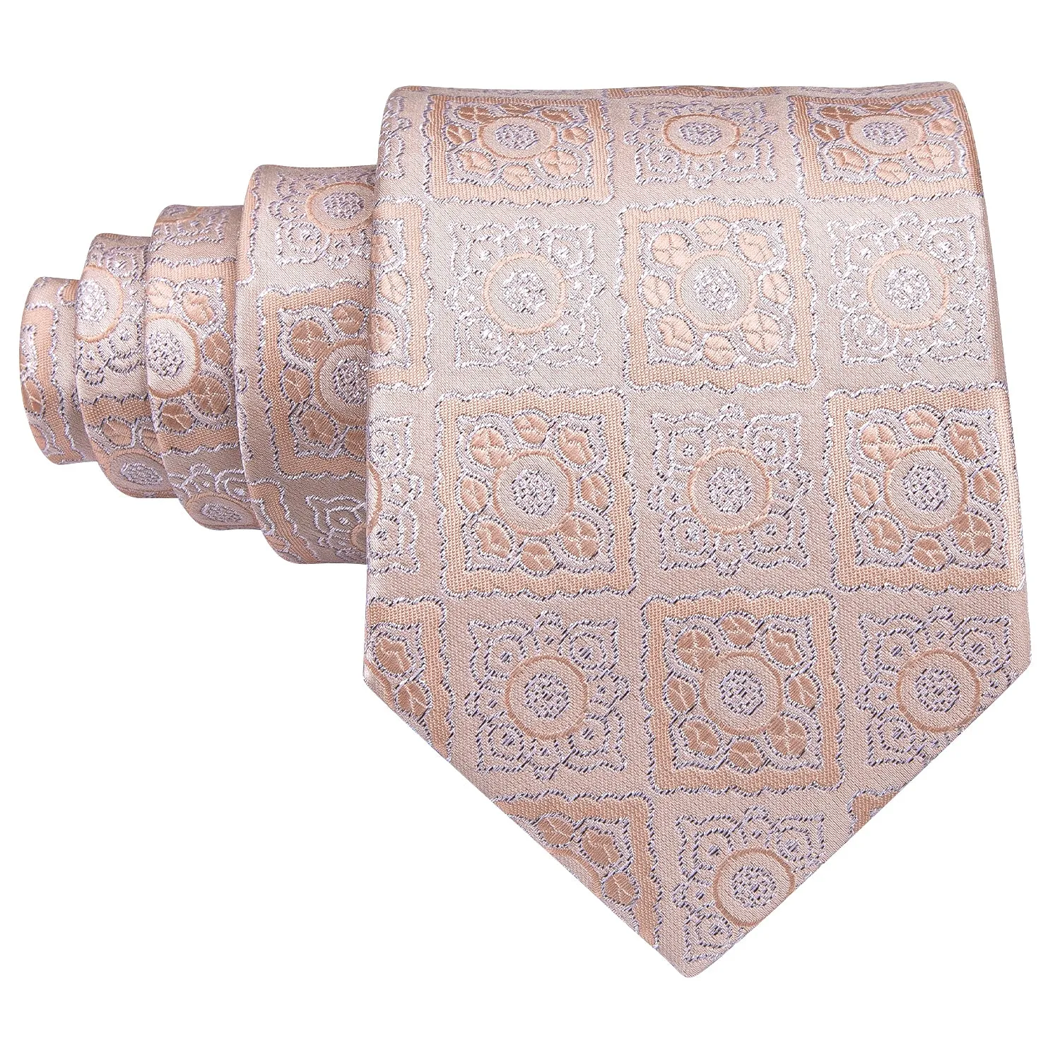 Silver Pink Plaid Tie Pocket Square Cufflinks Set sold by Barrywang product image thumbnail 5