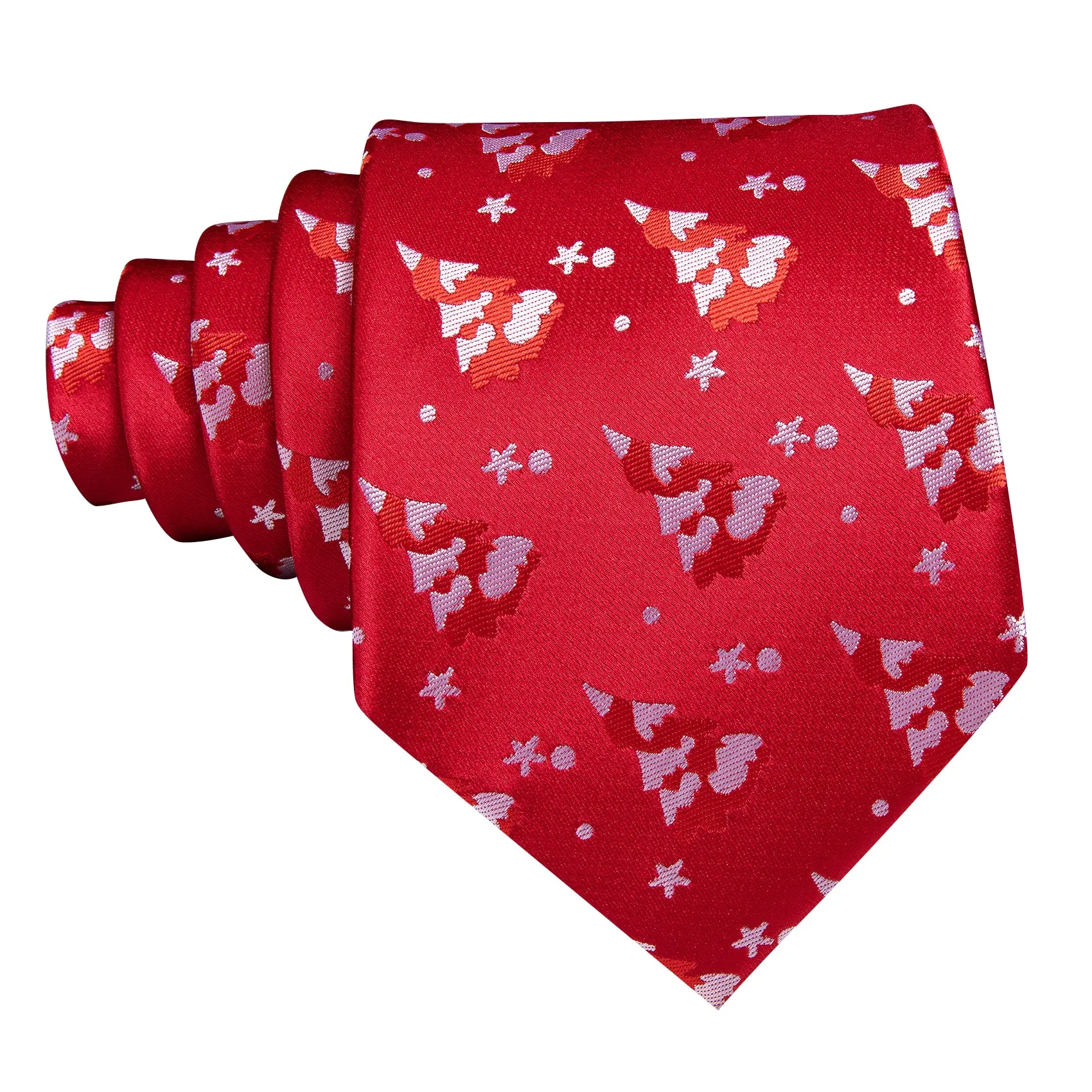 Barry Wang Red White Christmas Tree Tie Pocket Square Cufflinks Set sold by Barrywang product image thumbnail 3
