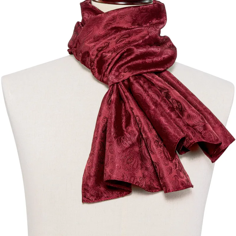 Barry Wang Silk scarf Luxury Burgundy Paisley Scarf sold by Barrywang