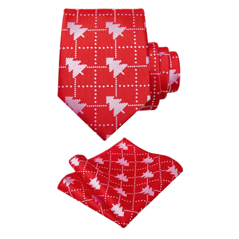 Black Friday Deal Barry Wang Red Christmas Tree Necktie Hanky Cufflinks Set sold by Barrywang