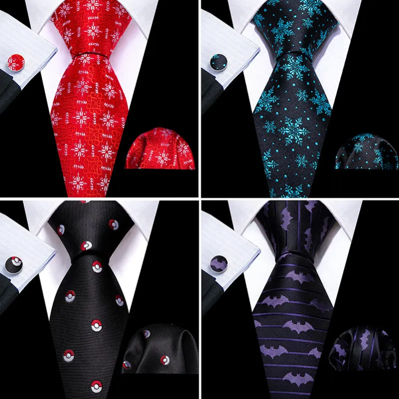 Black Friday 4PCS Bundles Deal Barry Wang Necktie Hanky Cufflinks Set sold by Barrywang