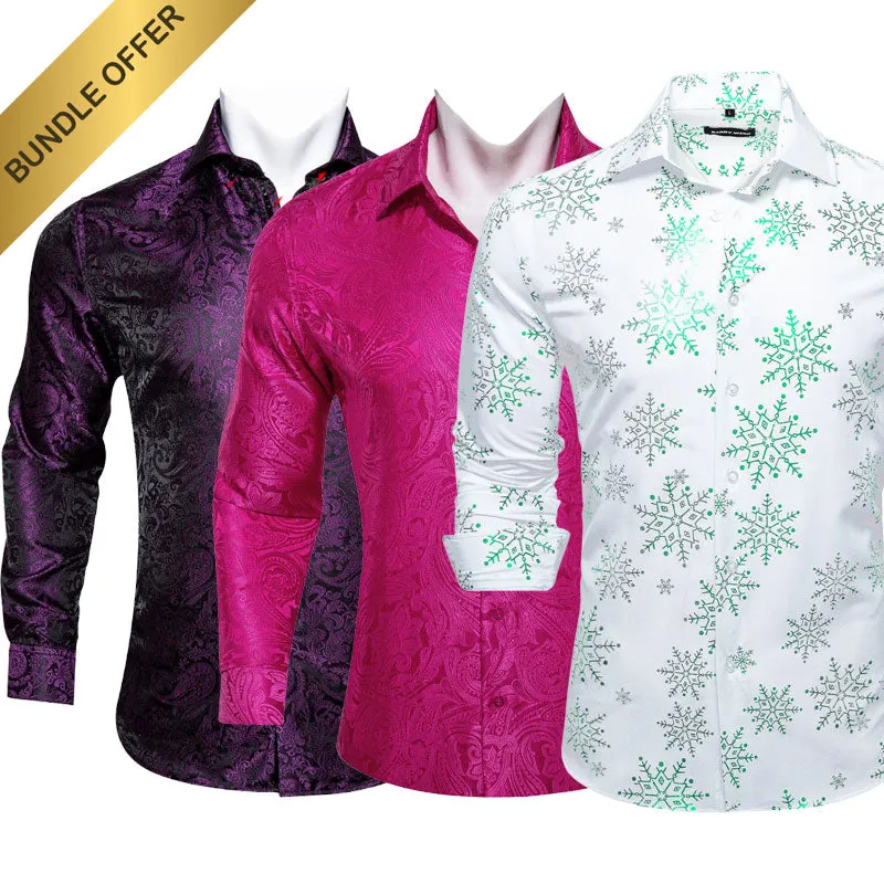 Black Friday 3PCS Bundles Deal Barry Wang Silk Button Up Mens Dress Shirts sold by Barrywang