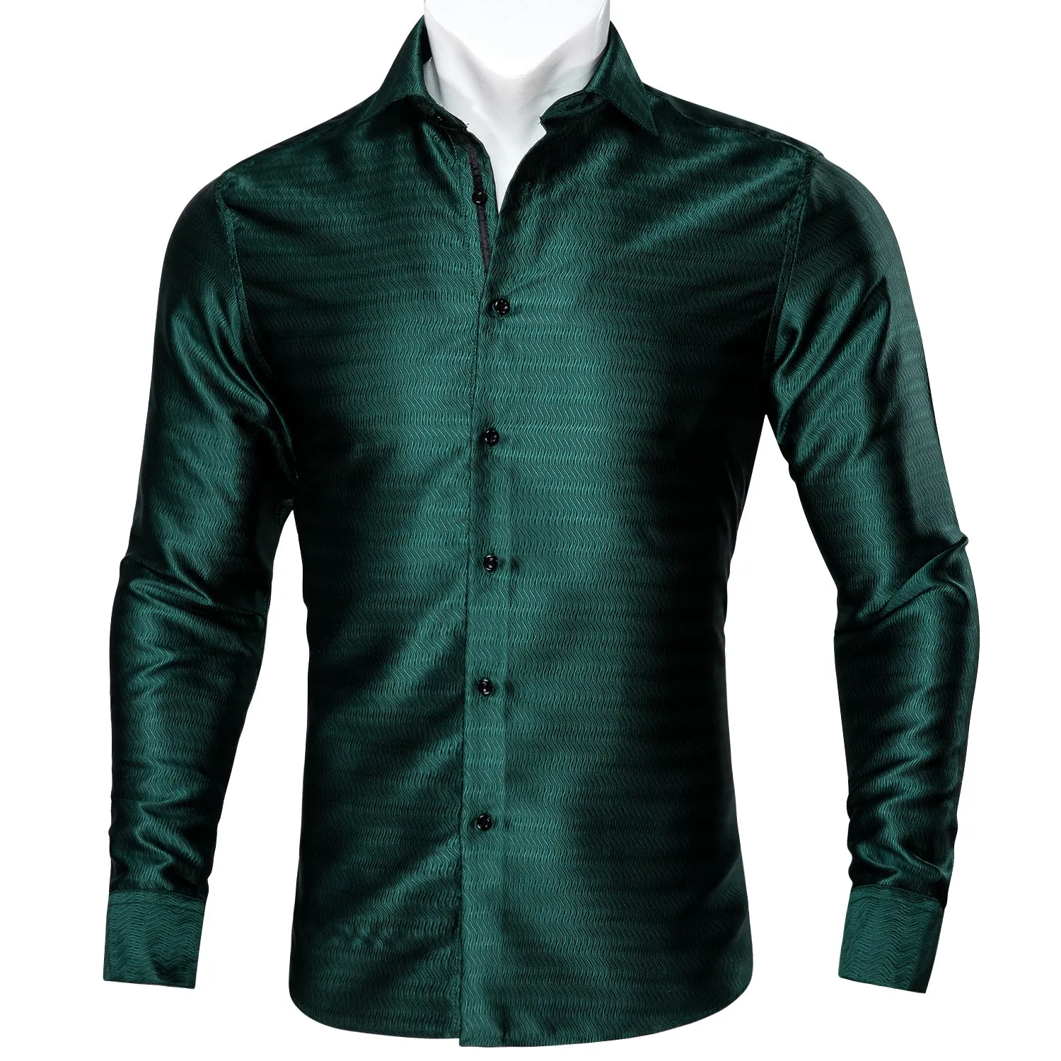 Black Friday Deal Barry Wang Button Down Shirt Green Solid Silk Green Shirt for Men sold by Barrywang product image thumbnail 2
