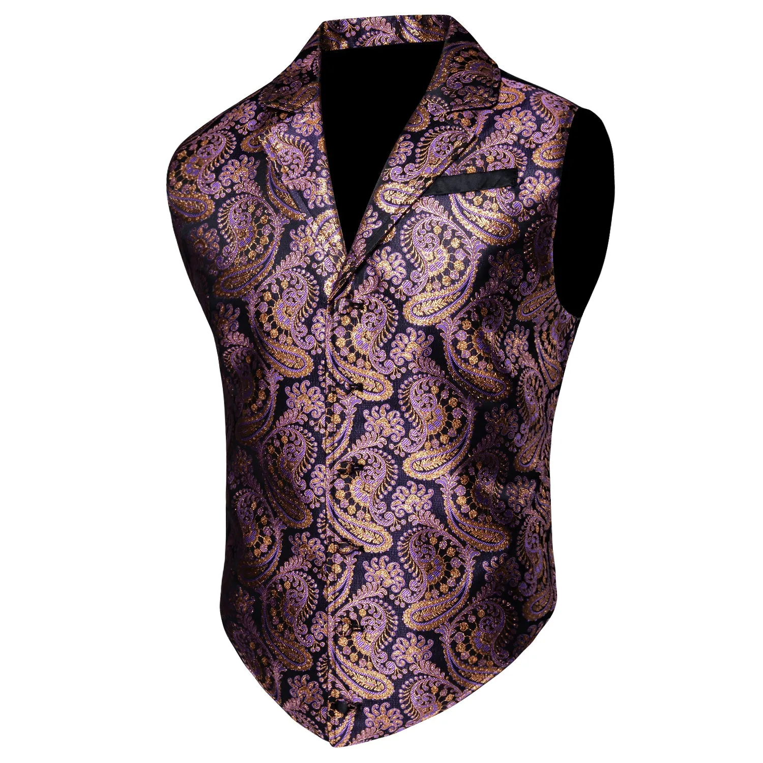 Cyber Monday Flash Sale Barry Wang Luxury Men's Novelty Purple Blue Paisley Silk Formal Vest sold by Barrywang