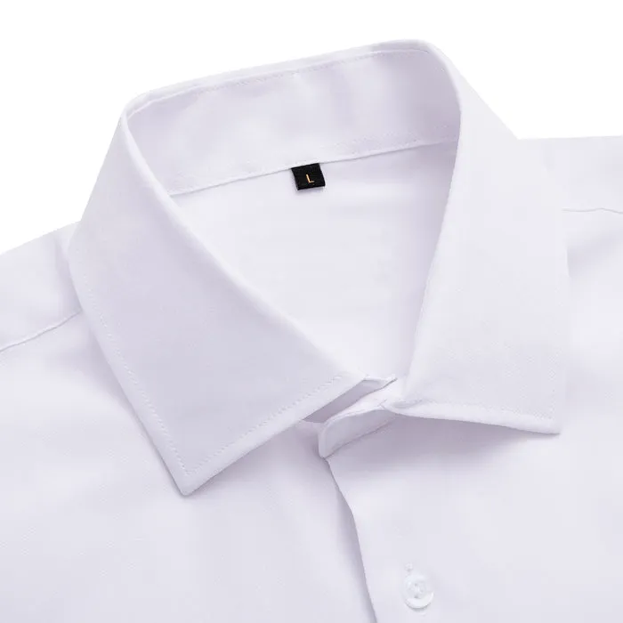 Barry. Wang Plain Solid Pure White Shirt Silk Button Dress Collar Shirt sold by Barrywang product image thumbnail 5