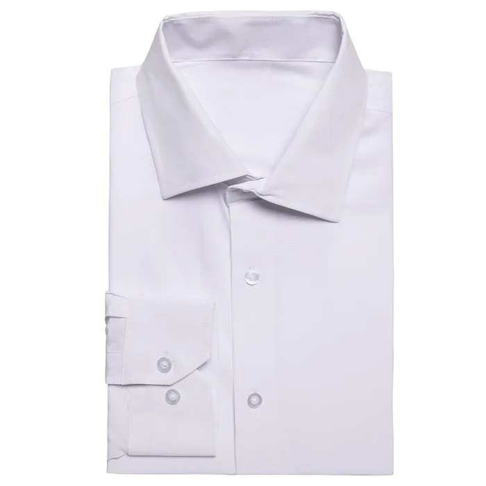 Barry. Wang Plain Solid Pure White Shirt Silk Button Dress Collar Shirt sold by Barrywang product image thumbnail 4