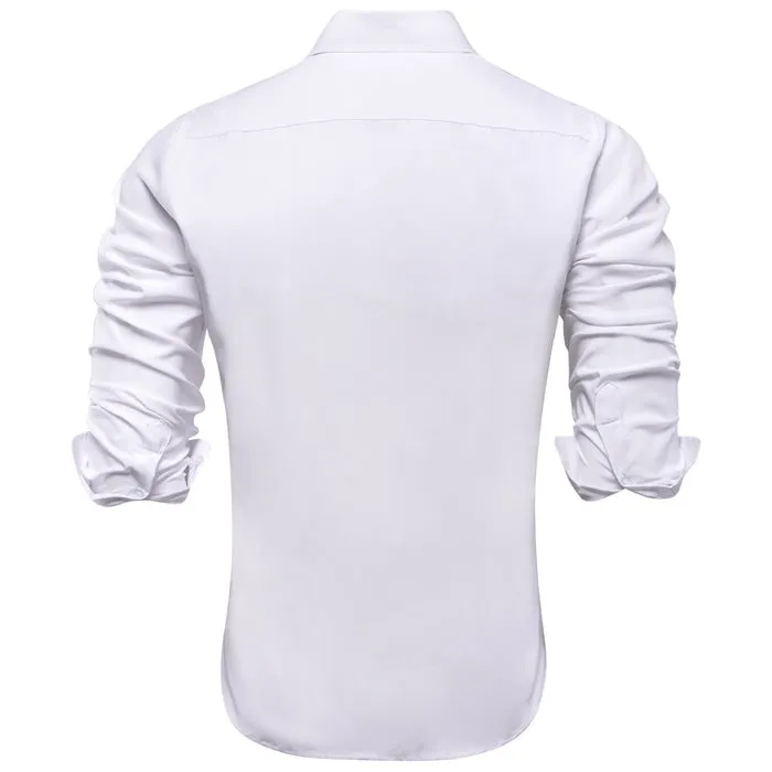 Barry. Wang Plain Solid Pure White Shirt Silk Button Dress Collar Shirt sold by Barrywang product image thumbnail 3