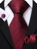 Barry Wang Burgundy Solid Ripples Silk Tie Handkerchief Cufflinks Set sold by Barrywang