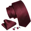 Barry Wang Burgundy Solid Ripples Silk Tie Handkerchief Cufflinks Set sold by Barrywang