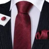 Barry Wang Burgundy Solid Ripples Silk Tie Handkerchief Cufflinks Set sold by Barrywang