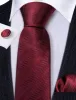 Barry Wang Burgundy Solid Ripples Silk Tie Handkerchief Cufflinks Set sold by Barrywang