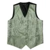 Barry. Wang Sage Green Paisley Wedding Vest V-Neck Silk Suit Waistcoat sold by Barrywang