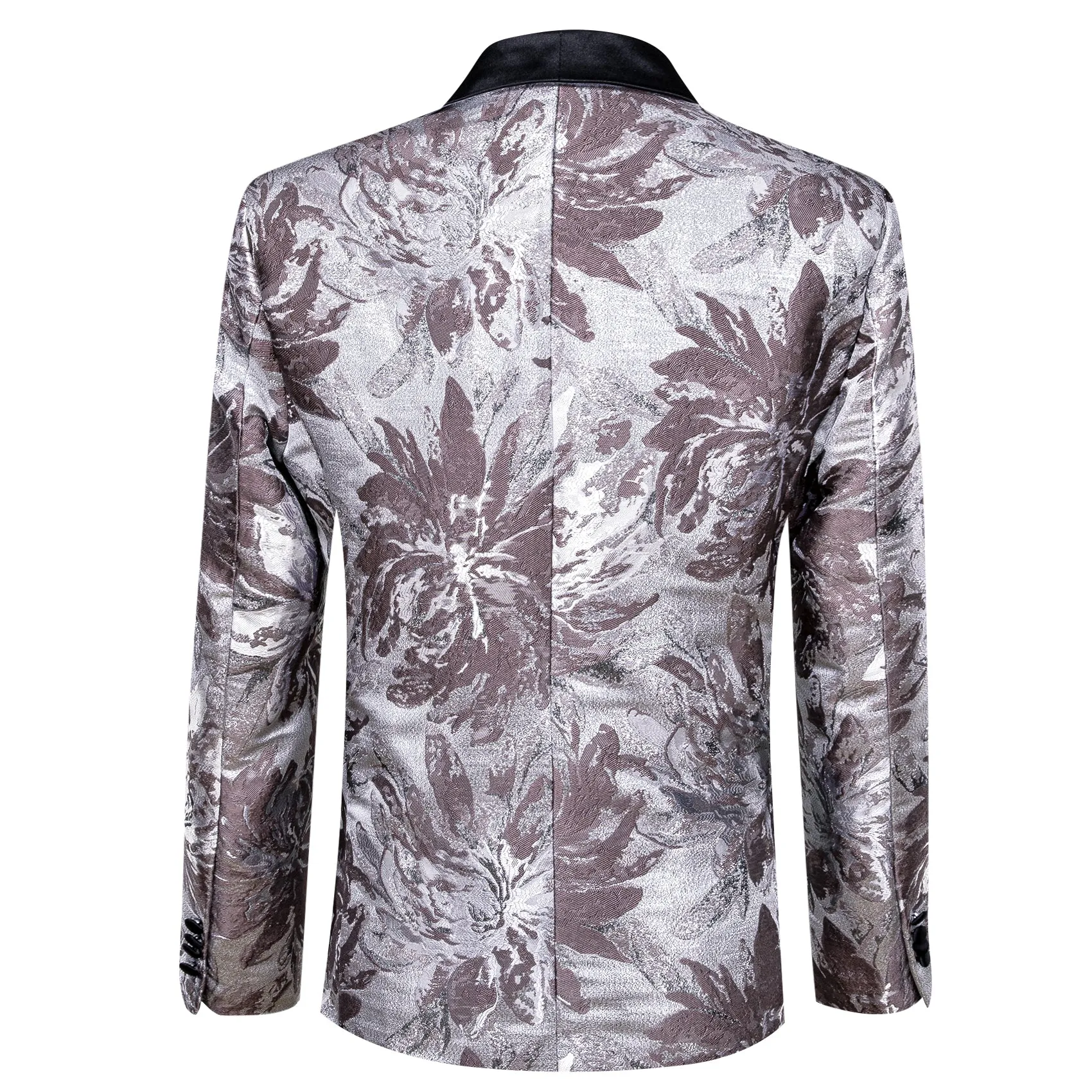 Barry. Wang Men's Dress Party White Brown Floral Suit Jacket Slim One Button Stylish Blazer sold by Barrywang product image thumbnail 3