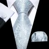 Barry Wang Mens White Peony Flower Silk Tie Handkerchief Cufflinks Set sold by Barrywang