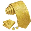 Barry. Wang Golden Yellow Paisley Tie Pocket Square Cufflinks Set Ties for Men sold by Barrywang
