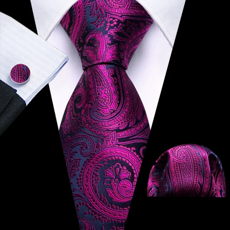 Barry. Wang Blue Purple Paisley Tie Pocket Square Cufflinks Set Silk Mens Ties sold by Barrywang