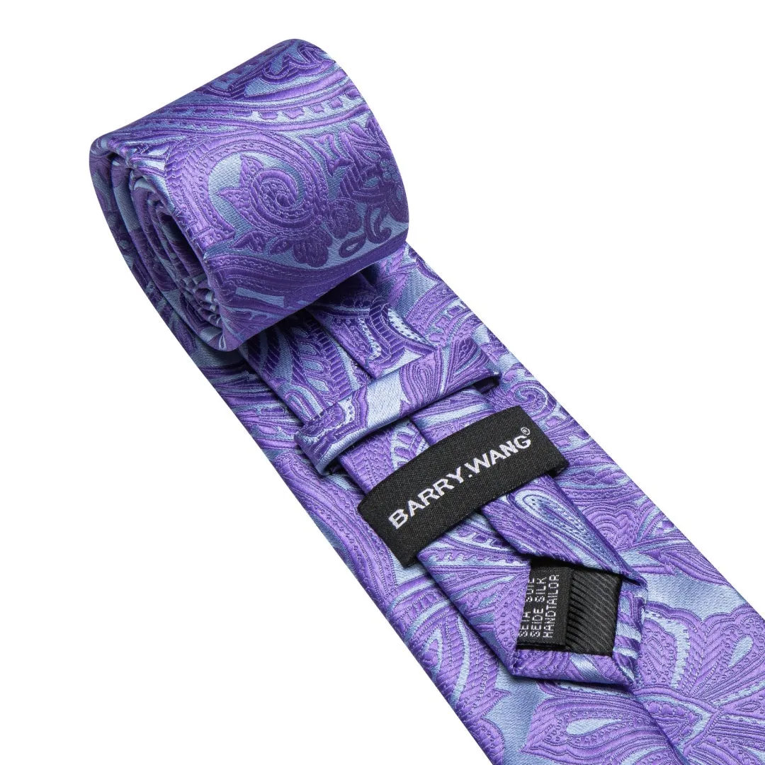 Barry. Wang Slate Blue Paisley Tie Pocket Square Cufflinks Set Silk Mens Ties sold by Barrywang product image thumbnail 3