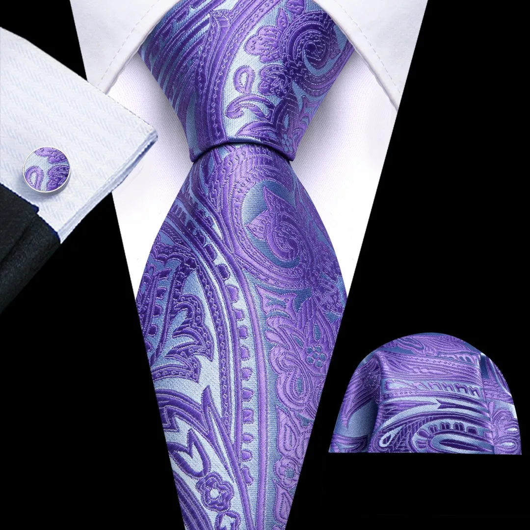 Barry. Wang Slate Blue Paisley Tie Pocket Square Cufflinks Set Silk Mens Ties sold by Barrywang