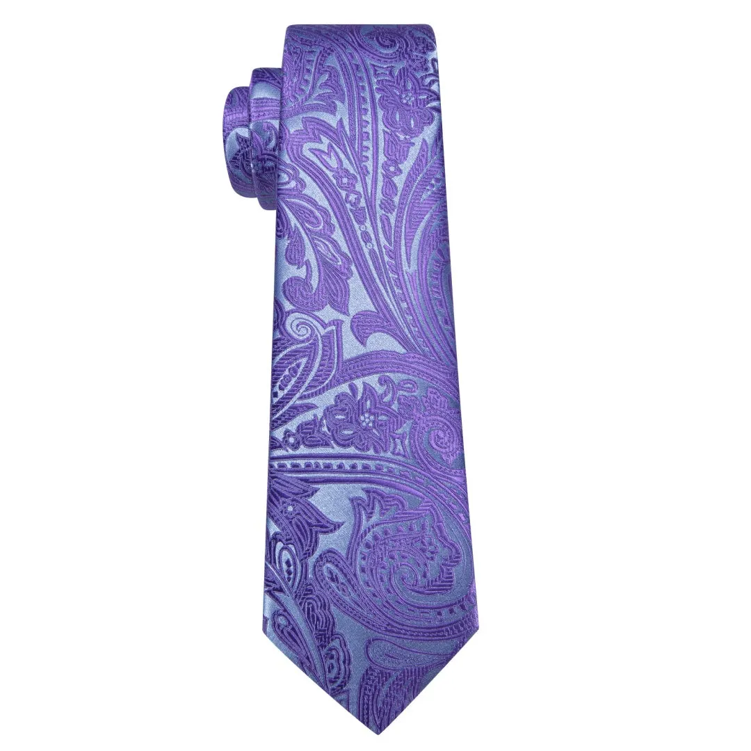 Barry. Wang Slate Blue Paisley Tie Pocket Square Cufflinks Set Silk Mens Ties sold by Barrywang product image thumbnail 5