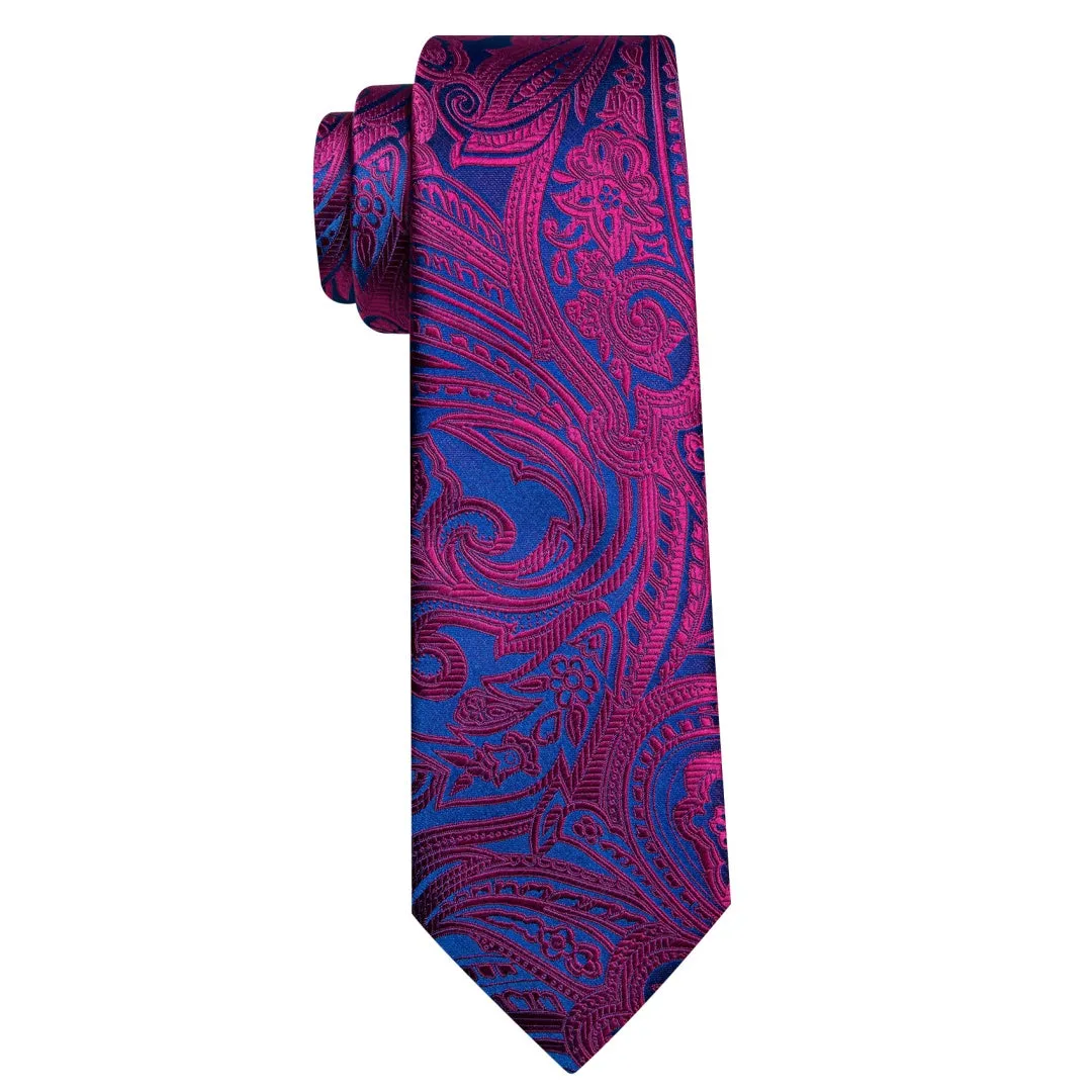 Barry. Wang Purple Blue Floral Tie Pocket Square Cufflinks Set Silk Mens Ties sold by Barrywang product image thumbnail 4
