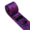 Barry.Wang Purple Blue Floral Tie Pocket Square Cufflinks Set Silk Mens Ties sold by Barrywang