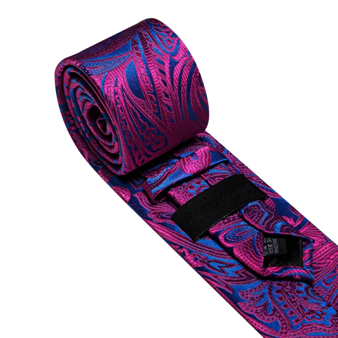 Barry. Wang Purple Blue Floral Tie Pocket Square Cufflinks Set Silk Mens Ties sold by Barrywang product image thumbnail 5