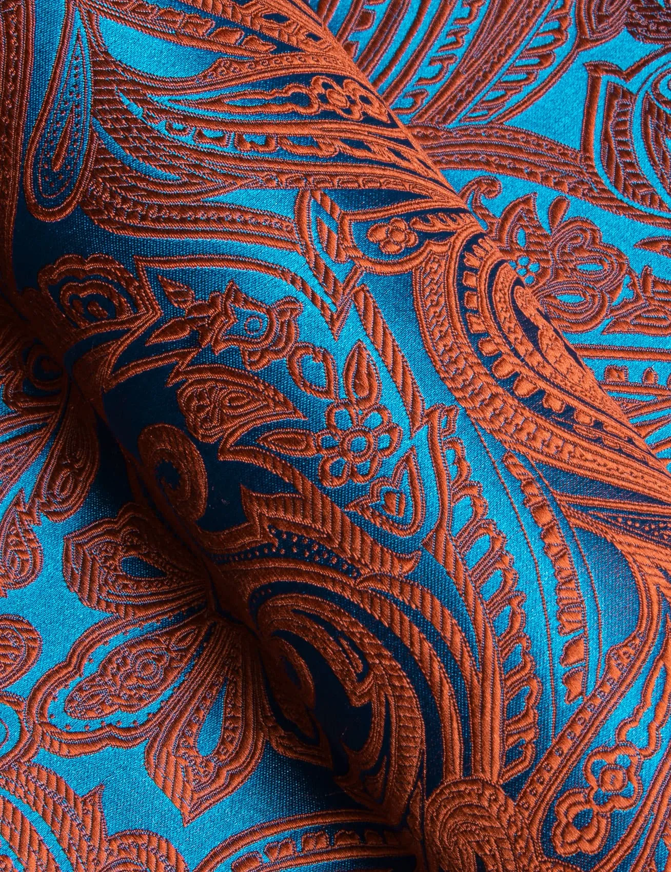 Barry. Wang Orange Blue Green Paisley Shirt Men Long Sleeve Dress Shirt sold by Barrywang product image thumbnail 5