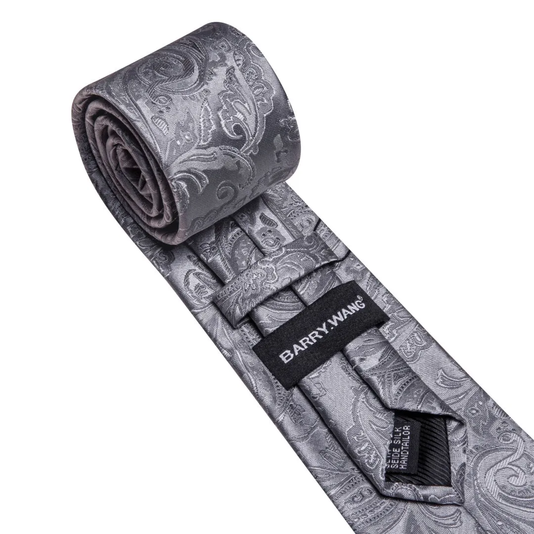 Barry. Wang Mens Sonic Silver Tie Floral Pocket Square Cufflinks Set sold by Barrywang product image thumbnail 3