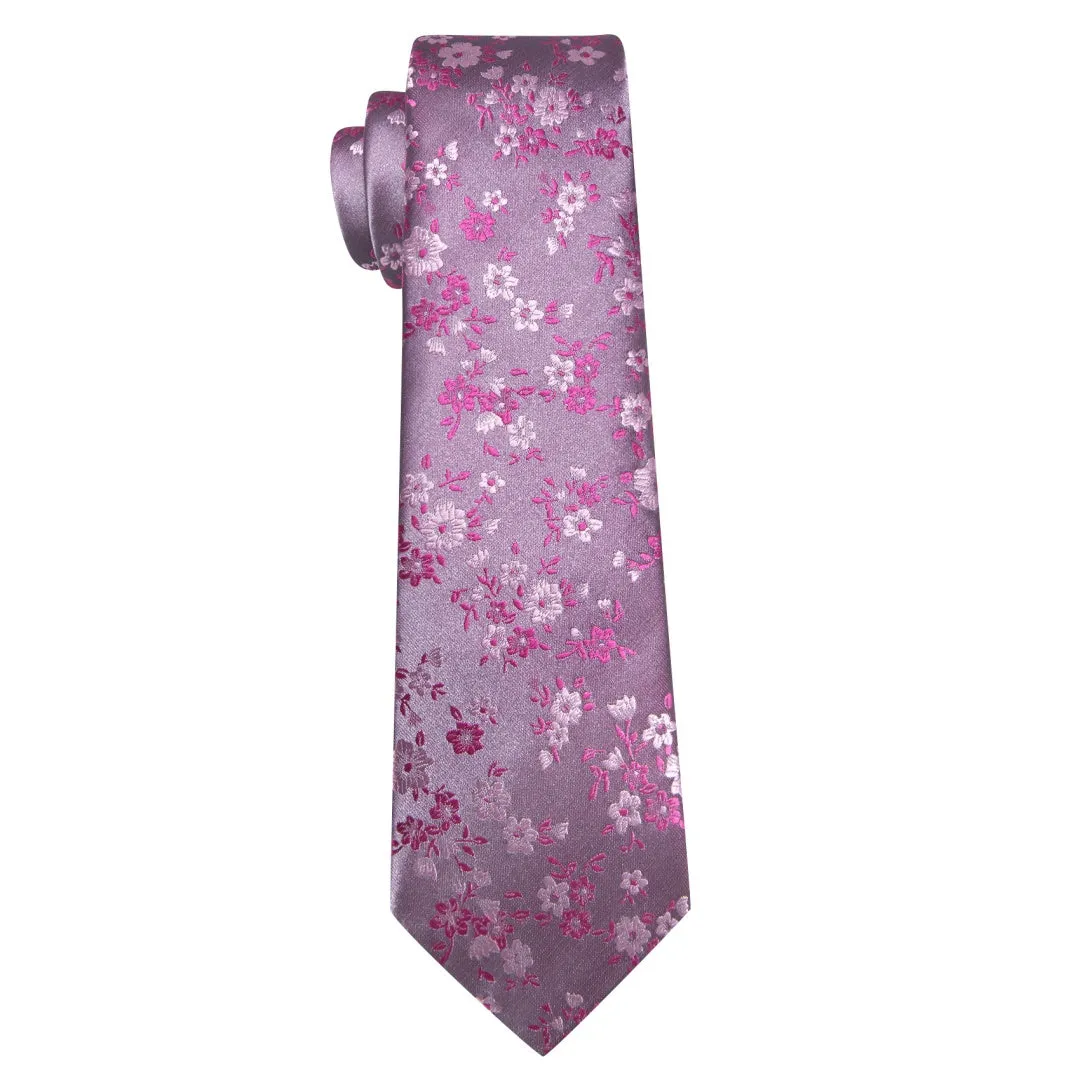 Barry. Wang Mens Pastel Purple Floral Tie for Men Wedding Silk Necktie Set sold by Barrywang product image thumbnail 5