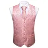 Flash Sale Men's Pink Floral Silk Tie Waistcoat Vest Hanky Cufflinks Set sold by Barrywang