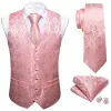 Flash Sale Men's Pink Floral Silk Tie Waistcoat Vest Hanky Cufflinks Set sold by Barrywang