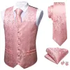 Flash Sale Men's Pink Floral Silk Tie Waistcoat Vest Hanky Cufflinks Set sold by Barrywang