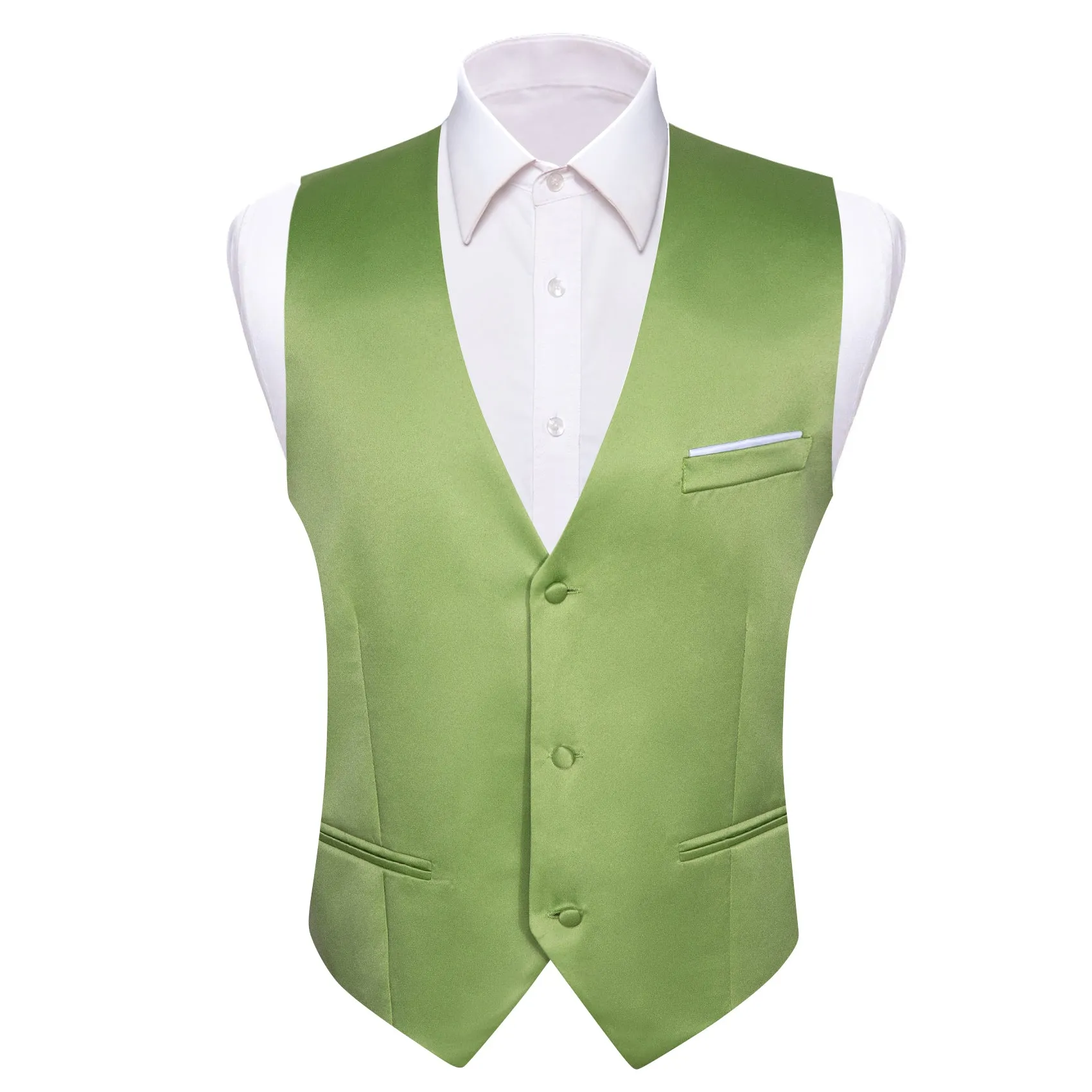 Flash Sale Cobalt Green Solid Silk Vest Bowtie Pocket Square Cufflinks Set sold by Barrywang product image thumbnail 4