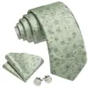 Barry Wang Mens Sage Green Floral Tie Wedding Necktie Set sold by Barrywang